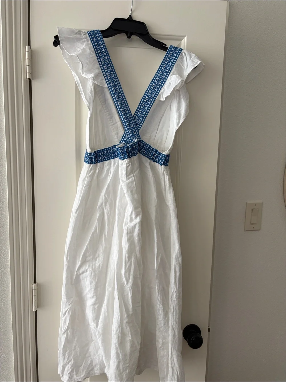 J. Crew White Sundress with Blue Trim
